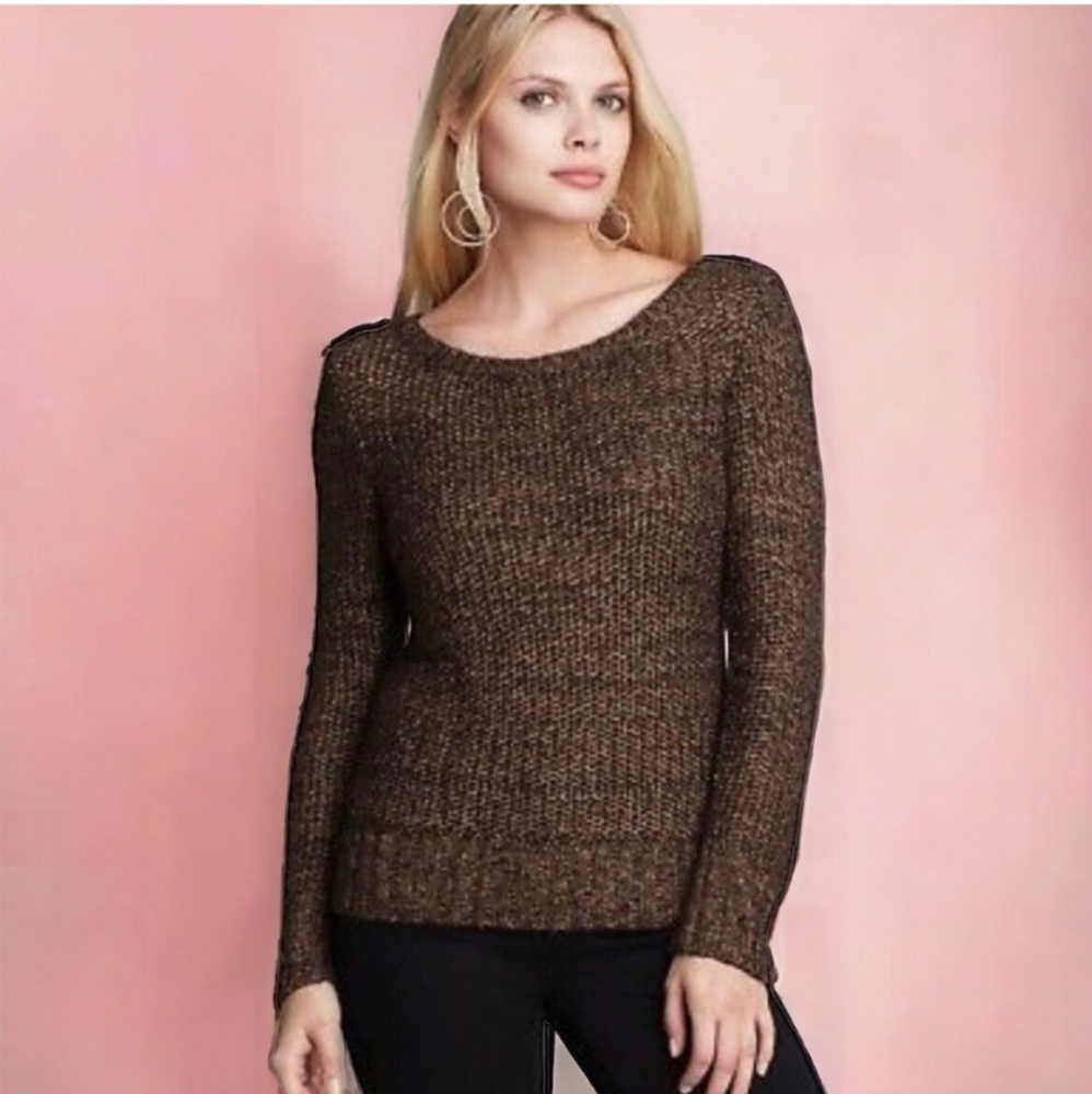 🖤✨ Eileen Fisher Metallic Viscose Alpaca Mohair Blend Open Knit Sweater, L